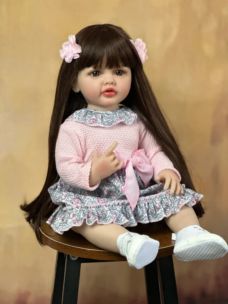 55 CM 22 Zoll Puppen Realistische Volle Silikon Baby Bebe Neugeborenen Mädchen Puppe Prinzessin Kleinkind Spielzeug Geschenk