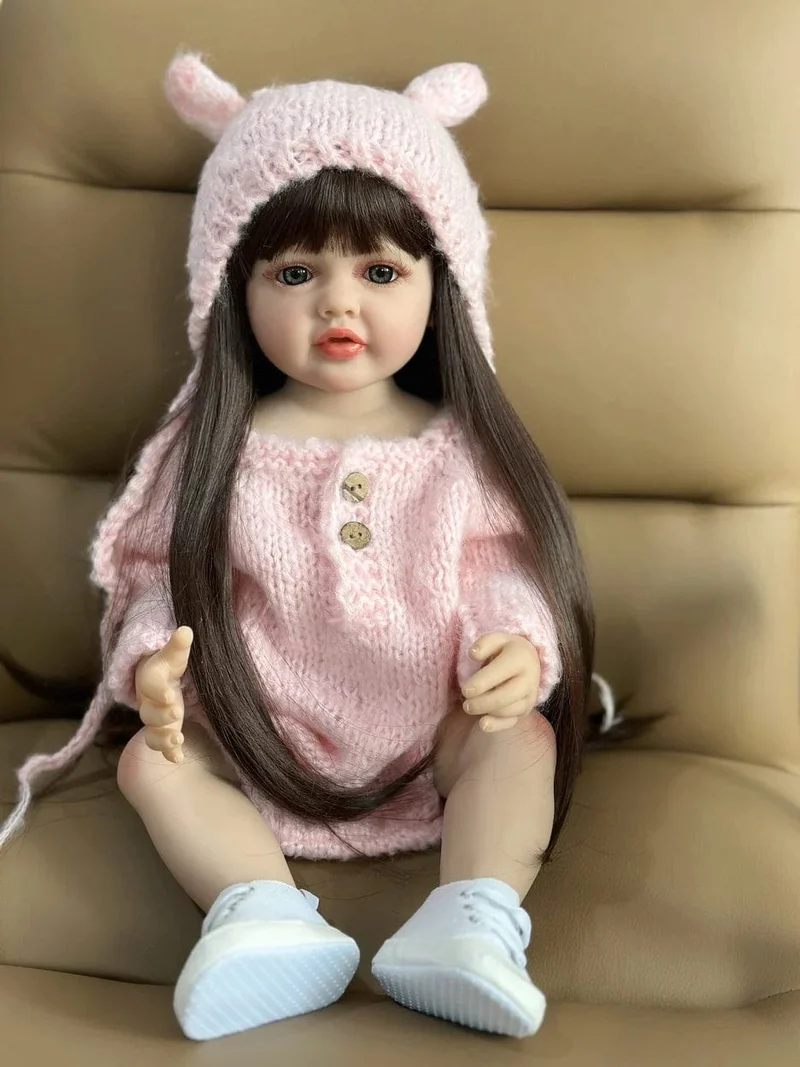 55 CM 22 Zoll Puppen Realistische Volle Silikon Baby Bebe Neugeborenen Mädchen Puppe Prinzessin Kleinkind Spielzeug Geschenk