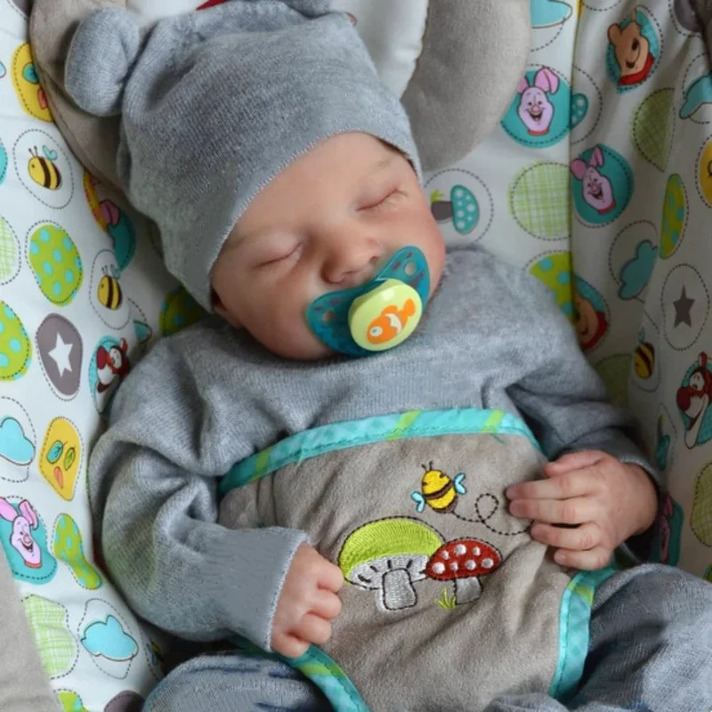 46 cm Reborn Babypuppe Levi, gemischtes Silikon, Vinyl oder Stoffpuppe, fertig, 3D-bemalte Haut, Adern, Kunstsammlung, Puppengeschenk für Mädchen