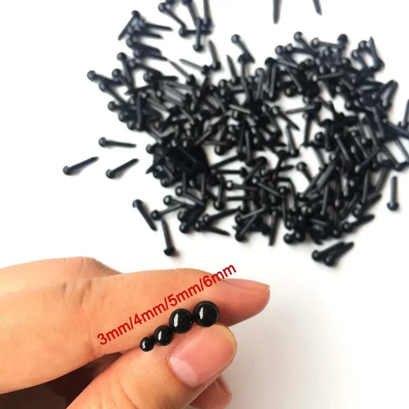 Heißer Verkauf 200 teile/los Kunststoff Augen 3/4/5/6mm Nadel Filzen für Teddybären Puppen Tiere schwarz Augen Puppen Zubehör
