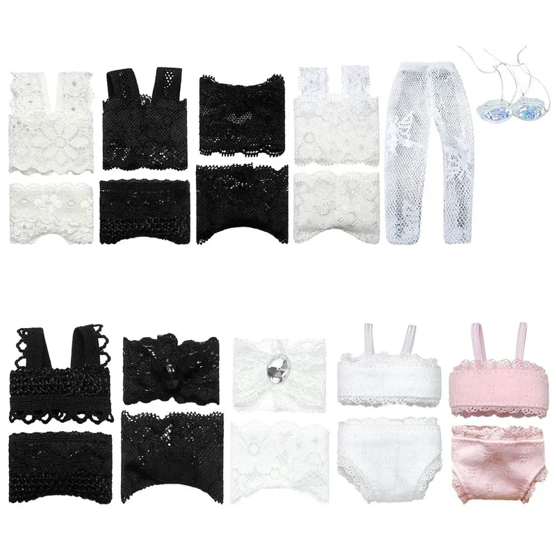 1Set Weiche Spitze Unterwäsche Bh Slip Für 30CM Puppe 1/6 Knickers Für Blythe 1/6 BJD Puppen Top Unterhose für Puppenhaus Kinder Spielzeug