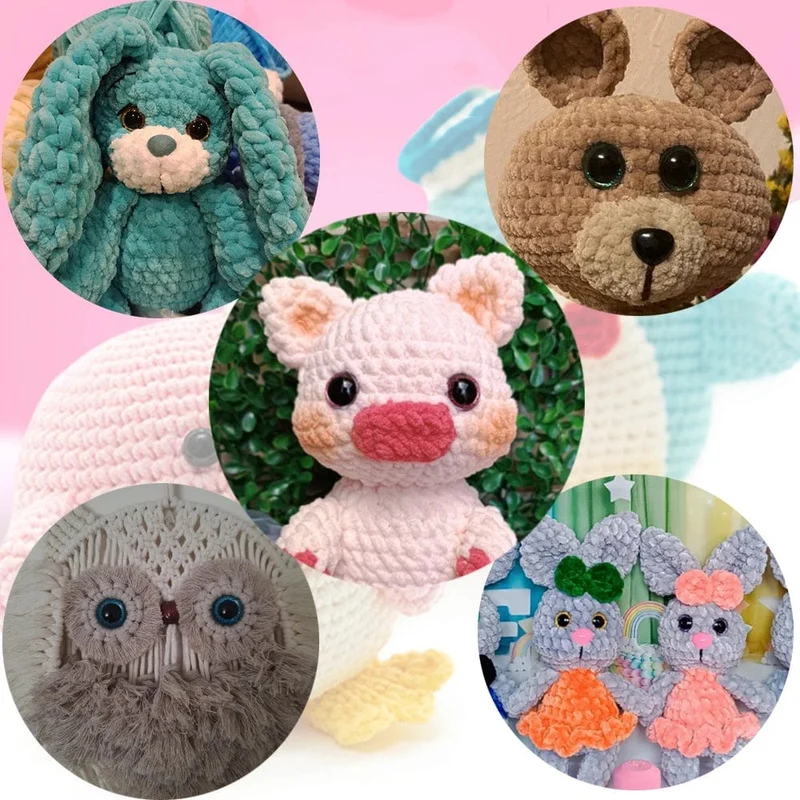 20 Stück 3D-Kunststoff-Glitzer-Sicherheitsaugen für Häkelspielzeug, Amigurumi, Diy-Mix, gemischte Größen, Spielzeugpuppenherstellung, 10/12/14/16/18/20/22 mm