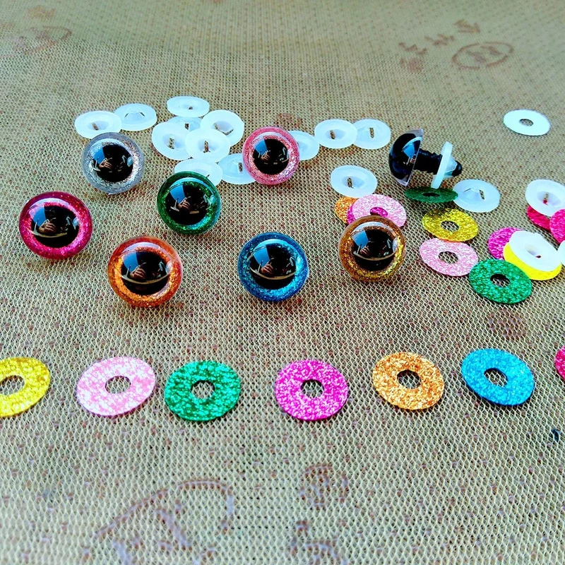 20 Stück 3D-Kunststoff-Glitzer-Sicherheitsaugen für Häkelspielzeug, Amigurumi, Diy-Mix, gemischte Größen, Spielzeugpuppenherstellung, 10/12/14/16/18/20/22 mm