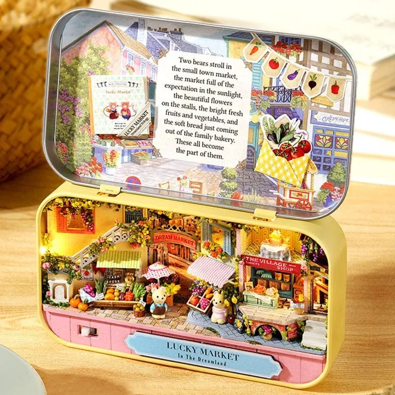 DIY Holz Puppenhäuser Handgemachte Lustige Box Theater Miniatur Box Niedliche Puppenhäuser Bausätze Geschenk Holzspielzeug Für Mädchen