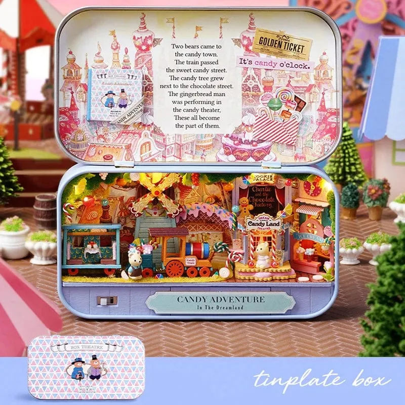 DIY Holz Puppenhäuser Handgemachte Lustige Box Theater Miniatur Box Niedliche Puppenhäuser Bausätze Geschenk Holzspielzeug Für Mädchen