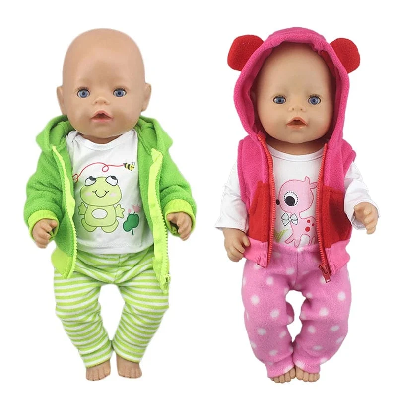 2023 neue Nette frosch Anzüge Fit Für 43cm Baby Puppe 17 Zoll Lebensechte Baby Puppe Kleidung