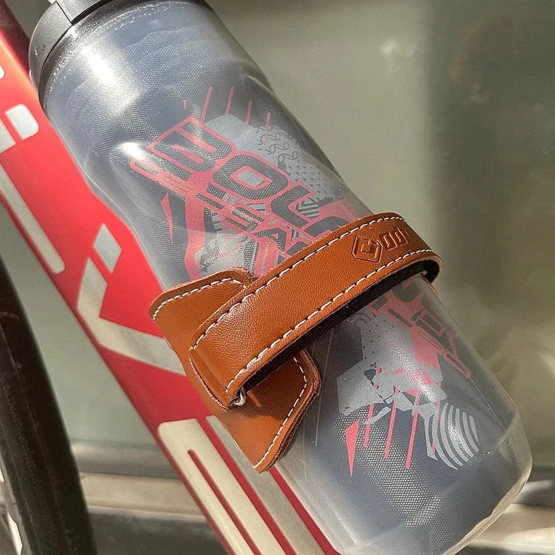 ODI Fahrrad Flaschenhalter Retro Rindsleder Aluminiumlegierung 53g Wasserbecherhalter für MTB Rennrad Faltrad Fahrradausrüstung Fahrradteile