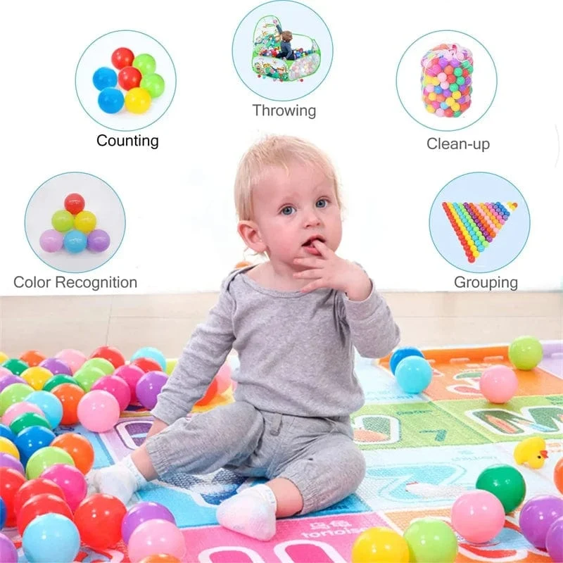 50 Stück Bällebad Bälle aus Kunststoff für Babys, Kinderspielzeug für drinnen und draußen, Wasserbecken, Ozeanwellenbälle, Kindersportspielzeug für Jungen und Mädchen