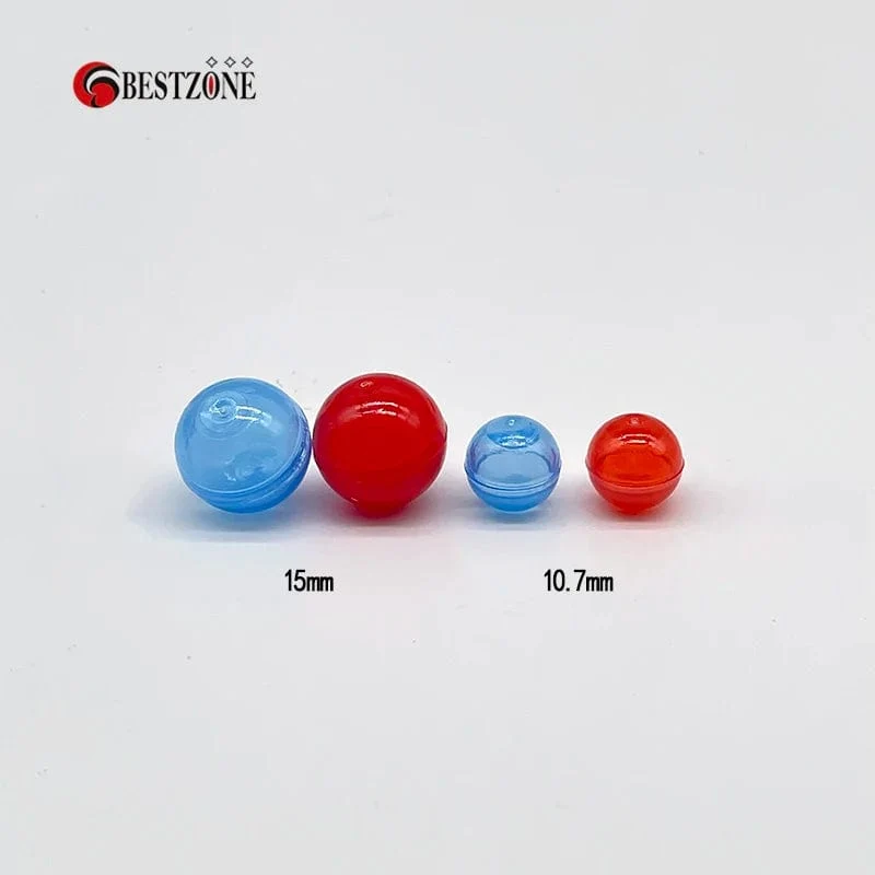 50 Stück 0.59 Zoll Mini 15 MM Sehr kleine klare transparente Kunststoff-PS-Kapsel Spielzeug Überraschungsball Winziger Behälter Dinge Modellbau