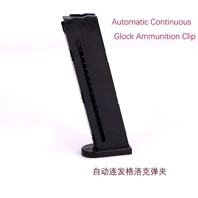 Neue schwarze Spielzeugpistole. Luftpistole mit automatischem Patronenauswurf und weichen Kugeln, Maschine zum Aufhängen von leeren Patronen, automatisches Laden