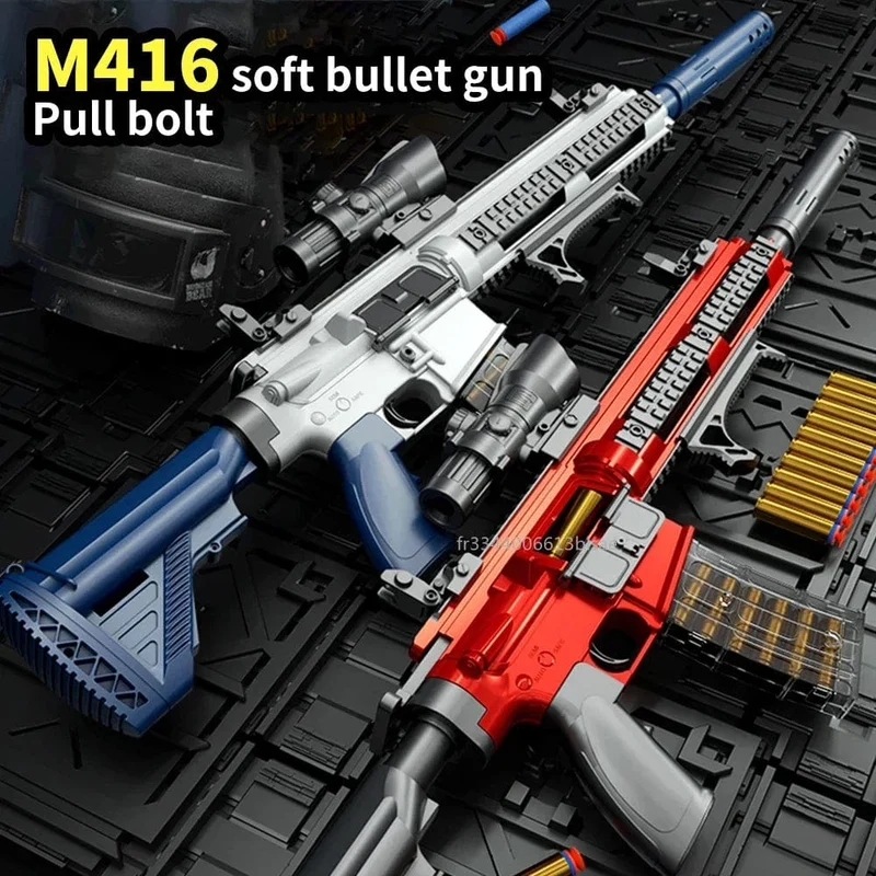 M416 Shell Ejection Soft Bullet Spielzeugpistole EVA Scharfschützengewehr Manuelles Laden Eat Chicken Waffe Jungen Spielzeugpistole CS Kampfspiel Geschenk
