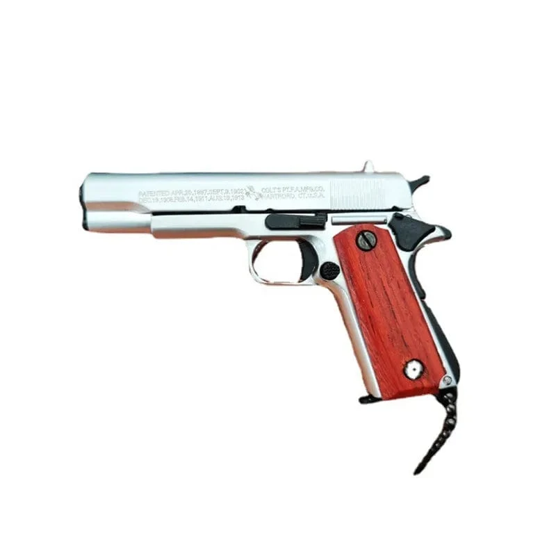 1:3 Massivholz Griff 1911 Metall Schlüsselanhänger Modell Spielzeug Pistole Miniatur Legierung Pistole Sammlung Spielzeug Geschenk Anhänger