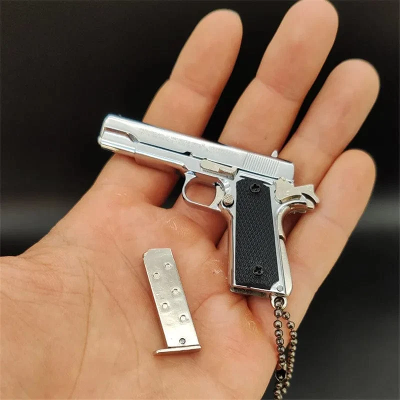 1:3 Massivholz Griff 1911 Metall Schlüsselanhänger Modell Spielzeug Pistole Miniatur Legierung Pistole Sammlung Spielzeug Geschenk Anhänger