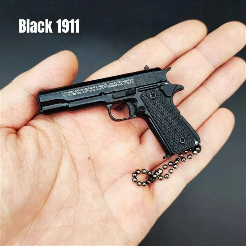 1:3 Massivholz Griff 1911 Metall Schlüsselanhänger Modell Spielzeug Pistole Miniatur Legierung Pistole Sammlung Spielzeug Geschenk Anhänger
