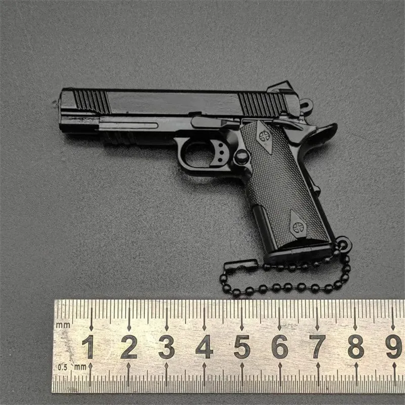 1:3 Massivholz Griff 1911 Metall Schlüsselanhänger Modell Spielzeug Pistole Miniatur Legierung Pistole Sammlung Spielzeug Geschenk Anhänger