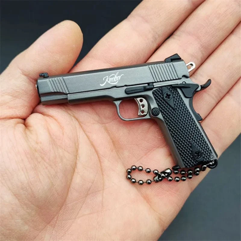 1:3 Massivholz Griff 1911 Metall Schlüsselanhänger Modell Spielzeug Pistole Miniatur Legierung Pistole Sammlung Spielzeug Geschenk Anhänger