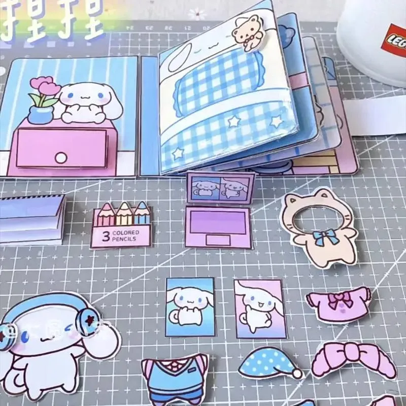 Sanrio Kawali My Melody Cinnamoroll Pochacco Pompompurin Stickerspiele Ruhiges Buch Lustiges DIY Anime Mädchen Geschenk Geschenk Spielzeug für Kinder