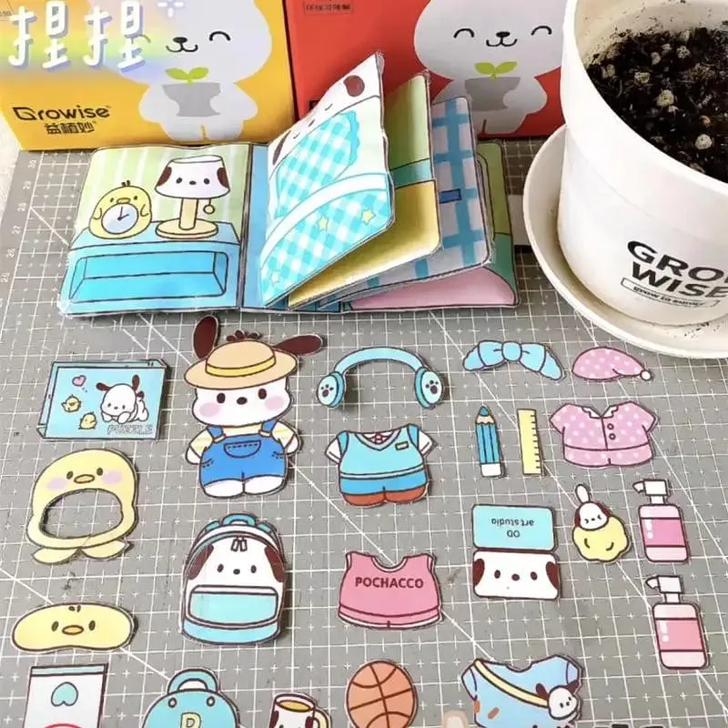 Sanrio Kawali My Melody Cinnamoroll Pochacco Pompompurin Stickerspiele Ruhiges Buch Lustiges DIY Anime Mädchen Geschenk Geschenk Spielzeug für Kinder