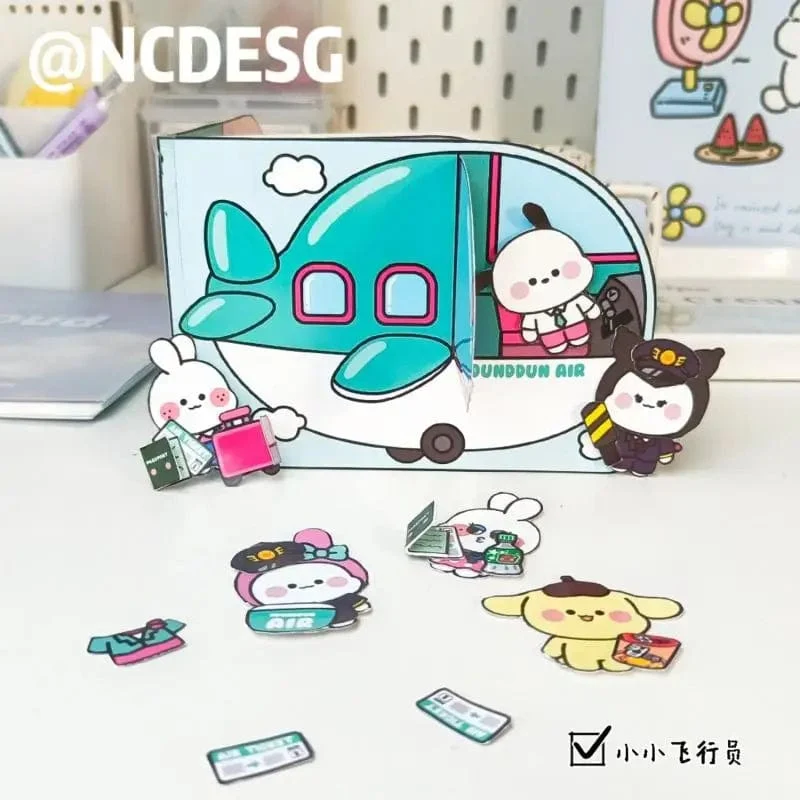 Sanrio Kawali My Melody Cinnamoroll Pochacco Pompompurin Stickerspiele Ruhiges Buch Lustiges DIY Anime Mädchen Geschenk Geschenk Spielzeug für Kinder