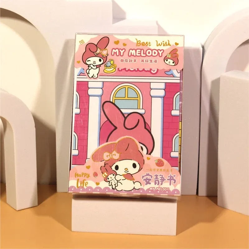 Sanrio Kawali My Melody Cinnamoroll Pochacco Pompompurin Stickerspiele Ruhiges Buch Lustiges DIY Anime Mädchen Geschenk Geschenk Spielzeug für Kinder