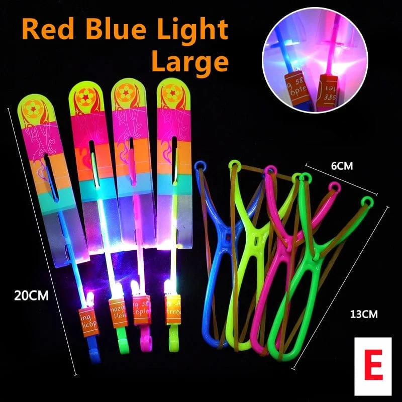 Neue 50/30/10/5/1 Stück Erstaunliche Licht Spielzeug Pfeil Rakete Hubschrauber Fliegen Spielzeug LED Licht Spielzeug Party Spaß Geschenke Gummiband Katapult