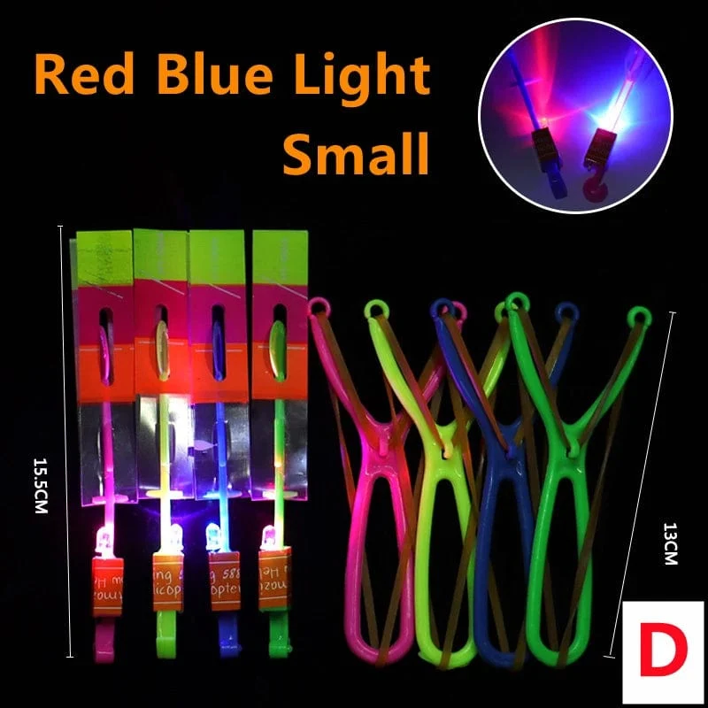 Neue 50/30/10/5/1 Stück Erstaunliche Licht Spielzeug Pfeil Rakete Hubschrauber Fliegen Spielzeug LED Licht Spielzeug Party Spaß Geschenke Gummiband Katapult