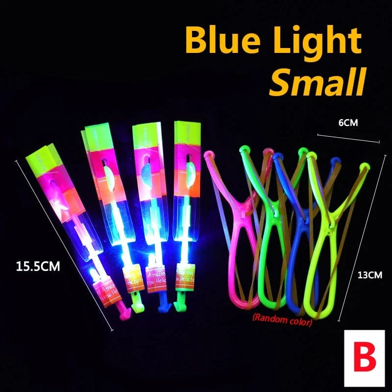 Neue 50/30/10/5/1 Stück Erstaunliche Licht Spielzeug Pfeil Rakete Hubschrauber Fliegen Spielzeug LED Licht Spielzeug Party Spaß Geschenke Gummiband Katapult
