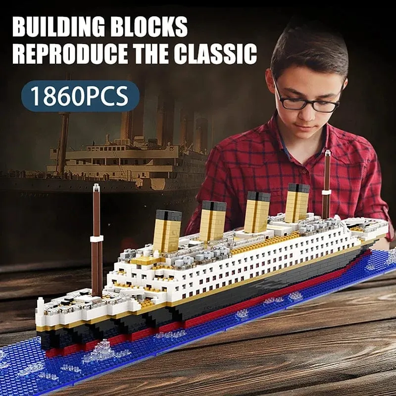 Titanic Kreative Luxus Eisberg Cruise Schiff Boot Wrack Set Stadt DIY Modell Bausteine ​​Ziegel Spielzeug Für Kinder Erwachsene Geschenk