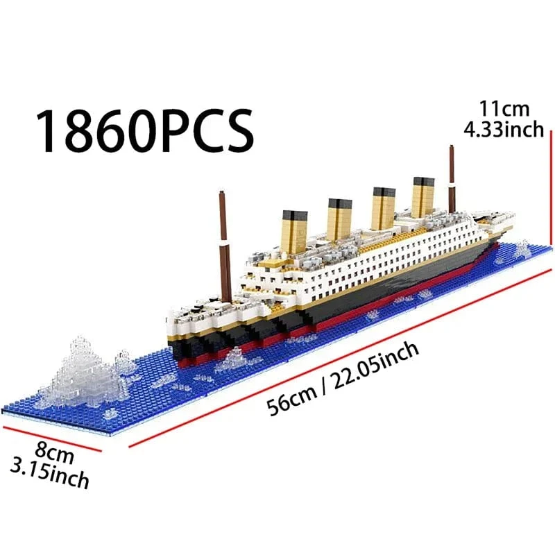 Titanic Kreative Luxus Eisberg Cruise Schiff Boot Wrack Set Stadt DIY Modell Bausteine ​​Ziegel Spielzeug Für Kinder Erwachsene Geschenk