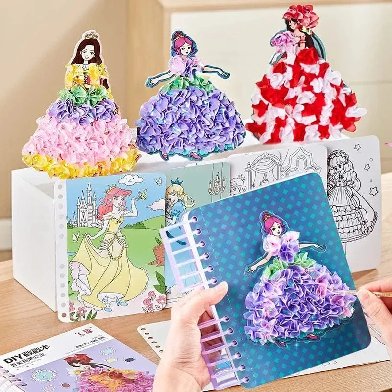 Kinder DIY Malerei Aufkleber Handwerk Spielzeug Kinder Kunst Mädchen Stossen Malerei Prinzessin Handgemachte Pädagogische Magische Kinder Geschenke