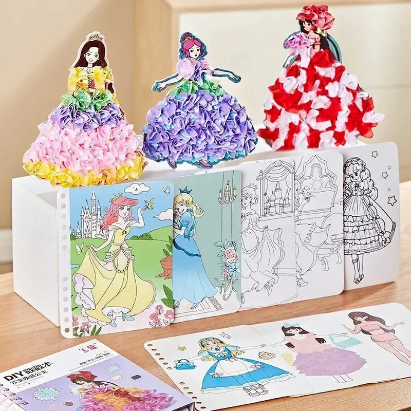 Kinder DIY Malerei Aufkleber Handwerk Spielzeug Kinder Kunst Mädchen Stossen Malerei Prinzessin Handgemachte Pädagogische Magische Kinder Geschenke
