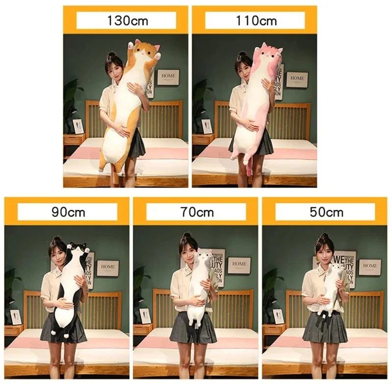 50/70/90/110/130 cm Lustige Freude Nette Weiche Lange Katze Plüsch Spielzeug Pause Büro Nickerchen Kissen Bett Schlaf Wohnkultur Puppe für Kinder Mädchen Geschenk
