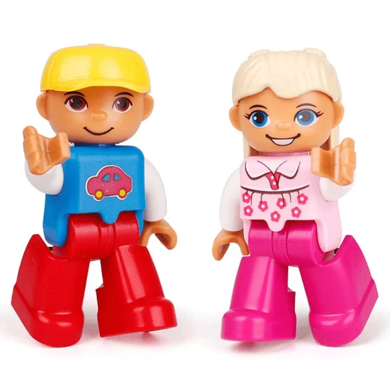 Große Größe Charakter Figuren Baustein Puppe Familie Bauer Arbeiter Arzt Polizisten Große Ziegel Kompatibel Bauen Haus Kind Spielzeug