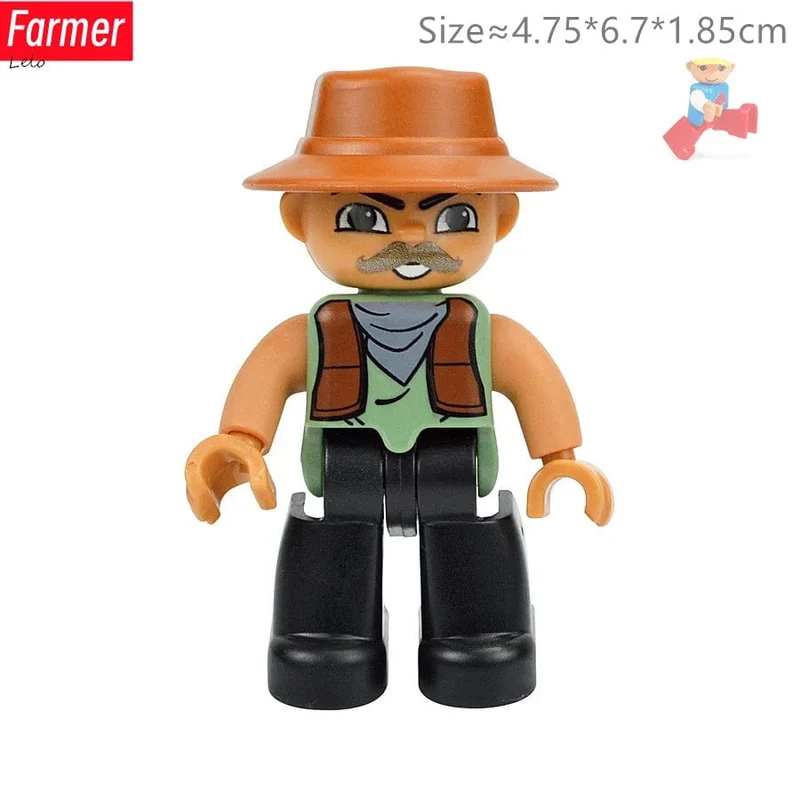 Große Größe Charakter Figuren Baustein Puppe Familie Bauer Arbeiter Arzt Polizisten Große Ziegel Kompatibel Bauen Haus Kind Spielzeug