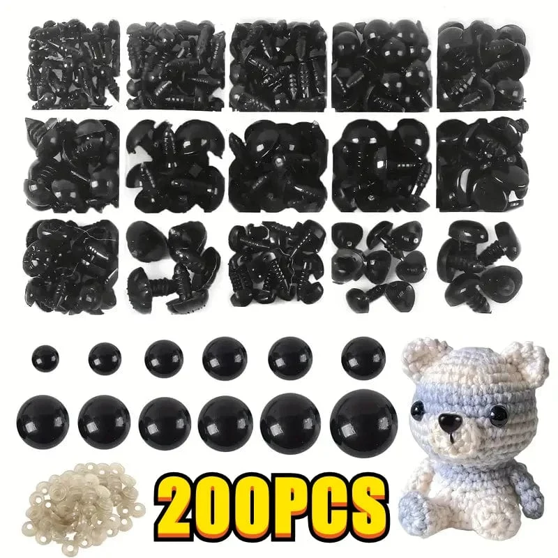 200/100PCS Schwarz Kunststoff Sicherheits Augen Für Spielzeug Amigurumi Diy Kit Handwerk TeddyBear Spielzeug Auge Für Puppe Dekoration zubehör 5-20mm