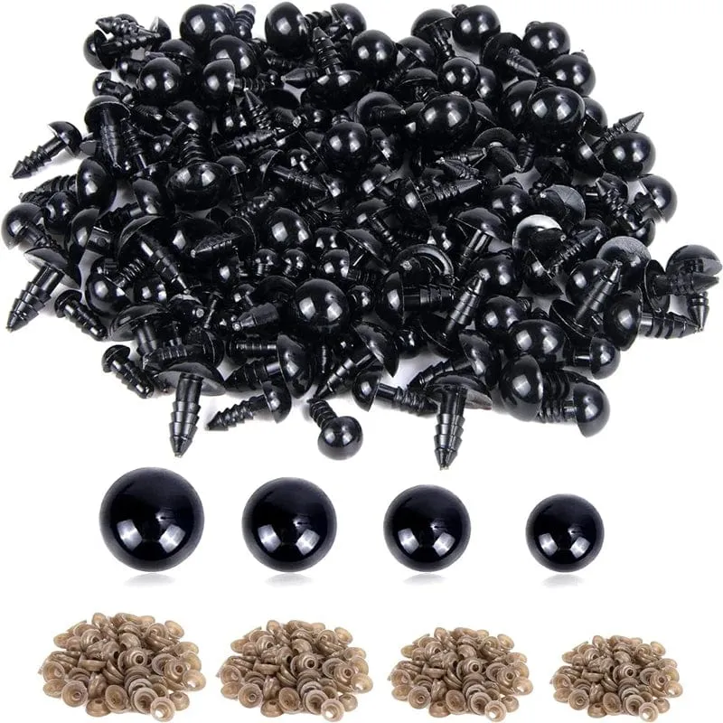 200/100PCS Schwarz Kunststoff Sicherheits Augen Für Spielzeug Amigurumi Diy Kit Handwerk TeddyBear Spielzeug Auge Für Puppe Dekoration zubehör 5-20mm