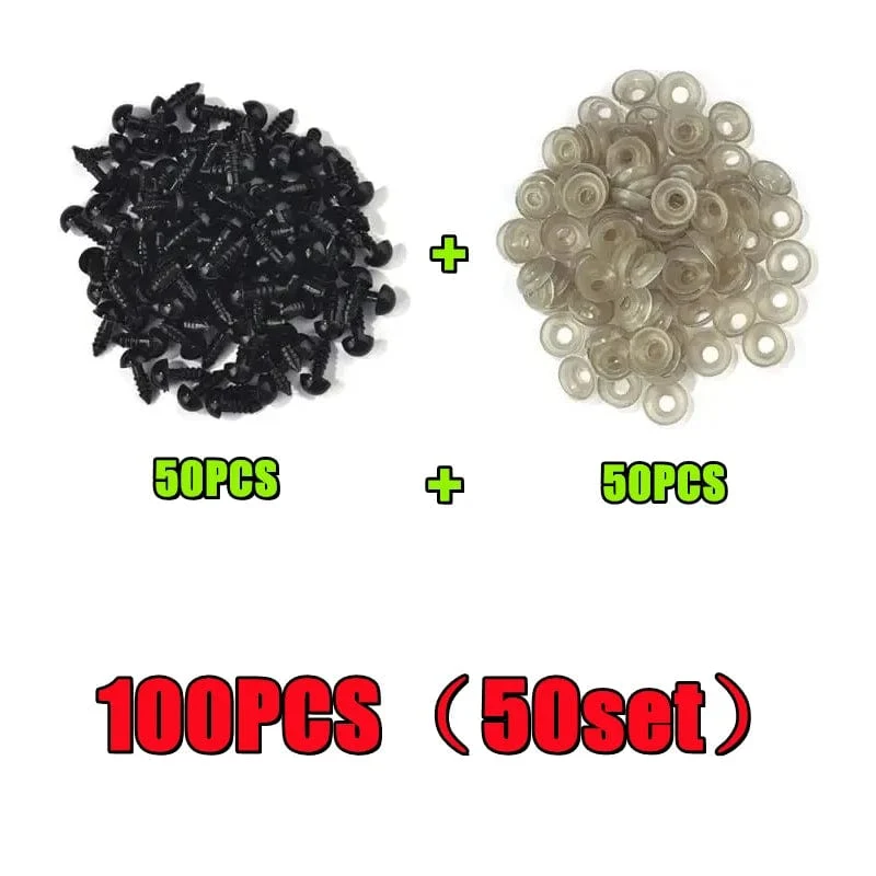 200/100PCS Schwarz Kunststoff Sicherheits Augen Für Spielzeug Amigurumi Diy Kit Handwerk TeddyBear Spielzeug Auge Für Puppe Dekoration zubehör 5-20mm