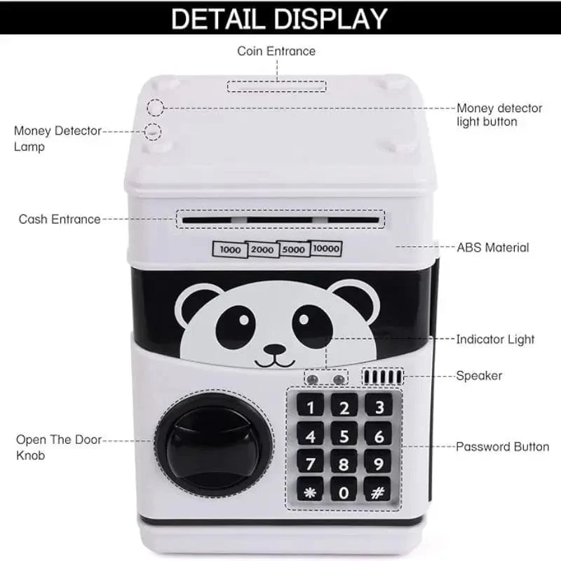 Sparschwein für Kinder, elektronisches Passwort, Sparschwein für Kinder, sicher, Panda, Einhorn, Cartoon, Mini-Geldautomaten, Spielzeug für Jungen und Mädchen