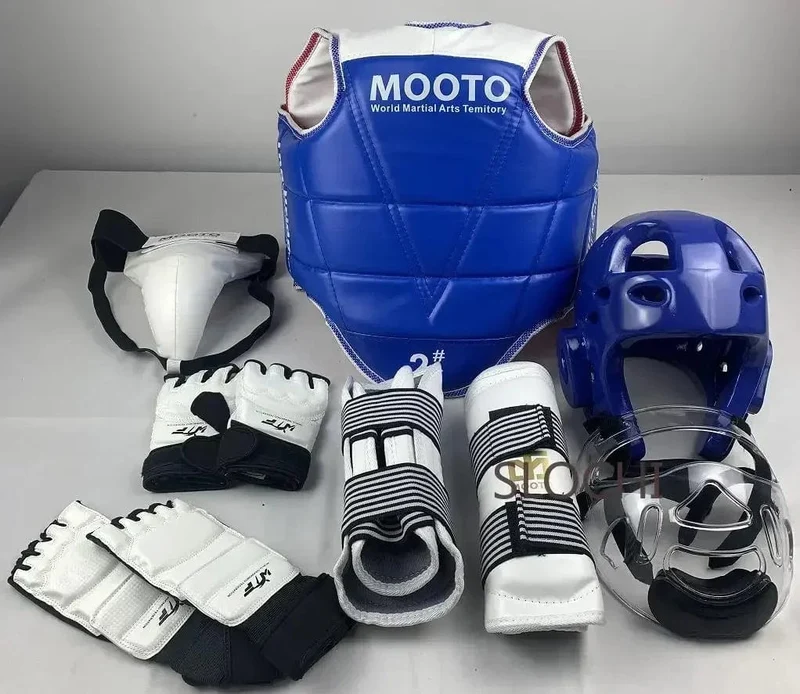 Kinder-Box-Taekwondo-Schutzausrüstung, echte Kampfausrüstung, komplettes Set, verdickter Wettbewerb, Kampfsport, Kampfschutz