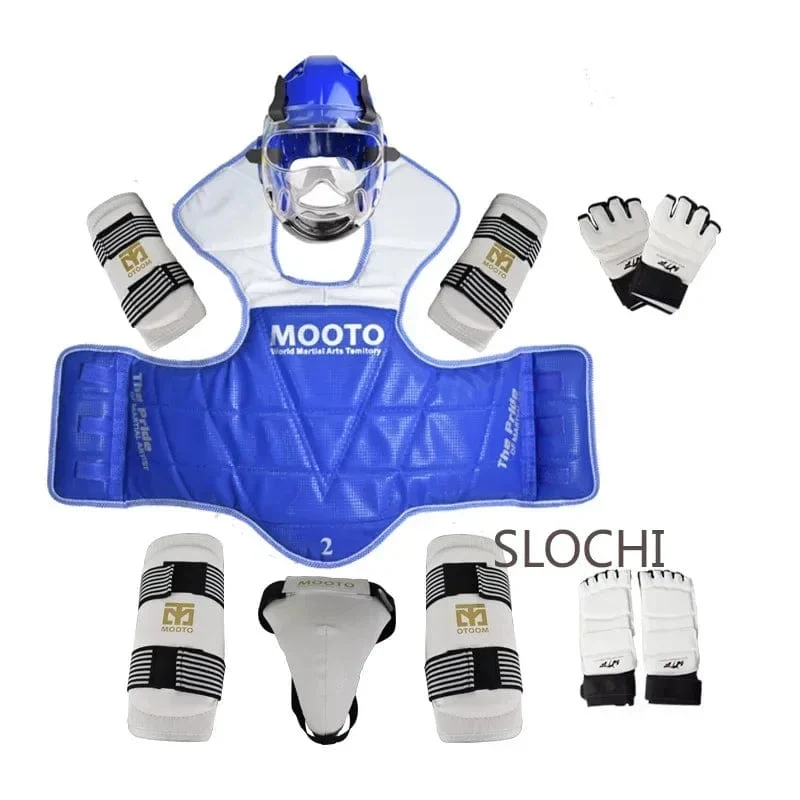 Kinder-Box-Taekwondo-Schutzausrüstung, echte Kampfausrüstung, komplettes Set, verdickter Wettbewerb, Kampfsport, Kampfschutz