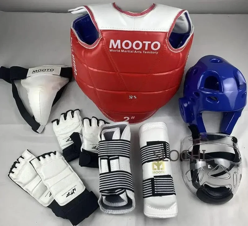 Kinder-Box-Taekwondo-Schutzausrüstung, echte Kampfausrüstung, komplettes Set, verdickter Wettbewerb, Kampfsport, Kampfschutz
