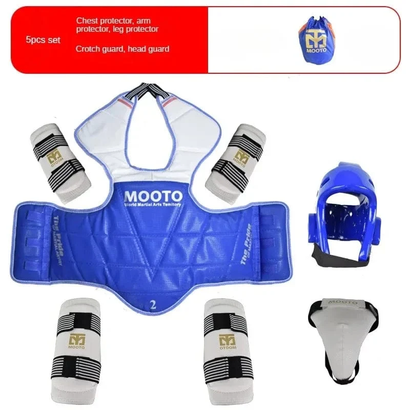 Kinder-Box-Taekwondo-Schutzausrüstung, echte Kampfausrüstung, komplettes Set, verdickter Wettbewerb, Kampfsport, Kampfschutz