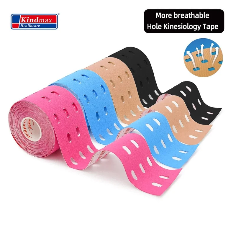 Kindmax Hole Kinesiology Tape Knieschoner für Körpersport, elastisches Sporttape zur Muskelunterstützung, Zerrungsverletzung, Schmerzlinderung