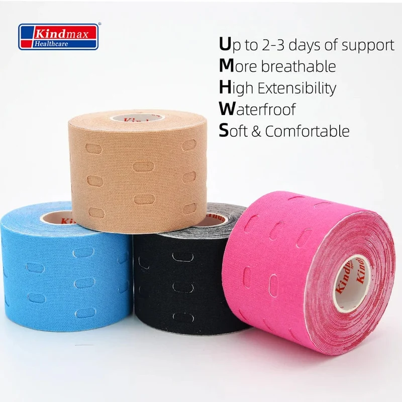 Kindmax Hole Kinesiology Tape Knieschoner für Körpersport, elastisches Sporttape zur Muskelunterstützung, Zerrungsverletzung, Schmerzlinderung