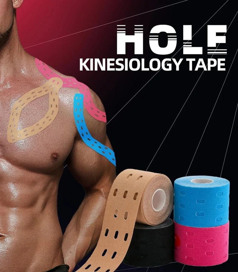 Kindmax Hole Kinesiology Tape Knieschoner für Körpersport, elastisches Sporttape zur Muskelunterstützung, Zerrungsverletzung, Schmerzlinderung