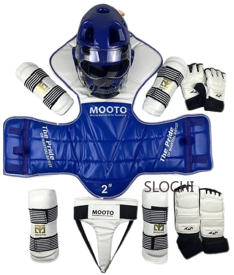 Taekwondo-Schutzausrüstung, Kampf, tatsächliche Kampfausrüstung, komplettes Set, Schutzausrüstung, Trainingsset, verdickter Wettbewerb, Kampfsport