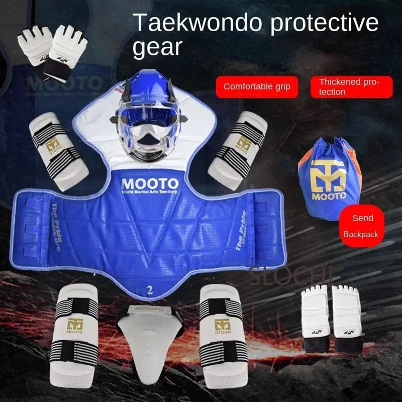 Taekwondo-Schutzausrüstung, Kampf, tatsächliche Kampfausrüstung, komplettes Set, Schutzausrüstung, Trainingsset, verdickter Wettbewerb, Kampfsport