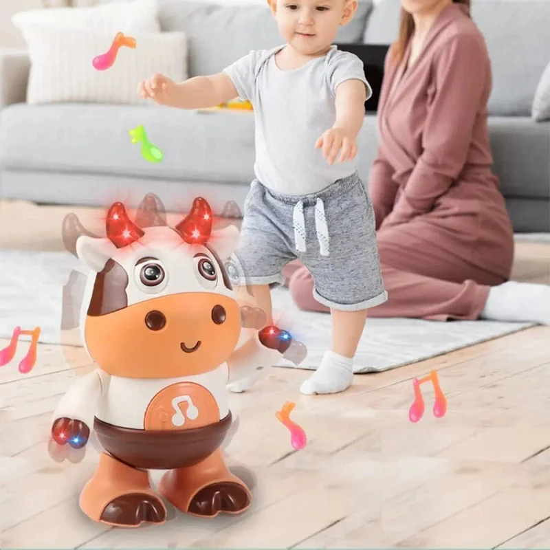 Tanzende Kuh, Musikspielzeug, bewegliches Baby-Kuh-Spielzeug mit Musik und LED-Lichtern, Baby-Spielzeug, 6 bis 12 Monate, Lernspielzeug für Kinder