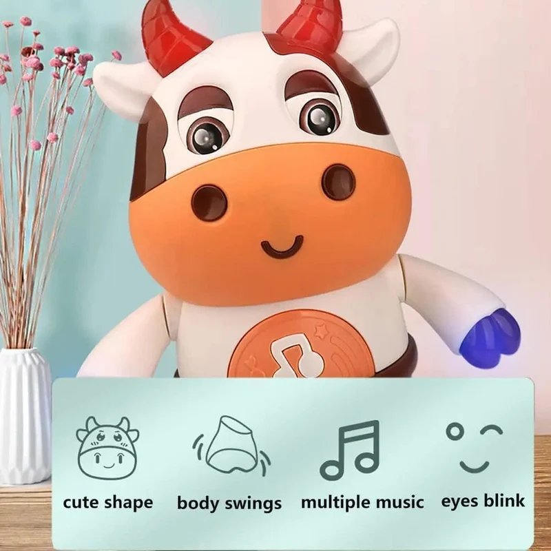 Tanzende Kuh, Musikspielzeug, bewegliches Baby-Kuh-Spielzeug mit Musik und LED-Lichtern, Baby-Spielzeug, 6 bis 12 Monate, Lernspielzeug für Kinder