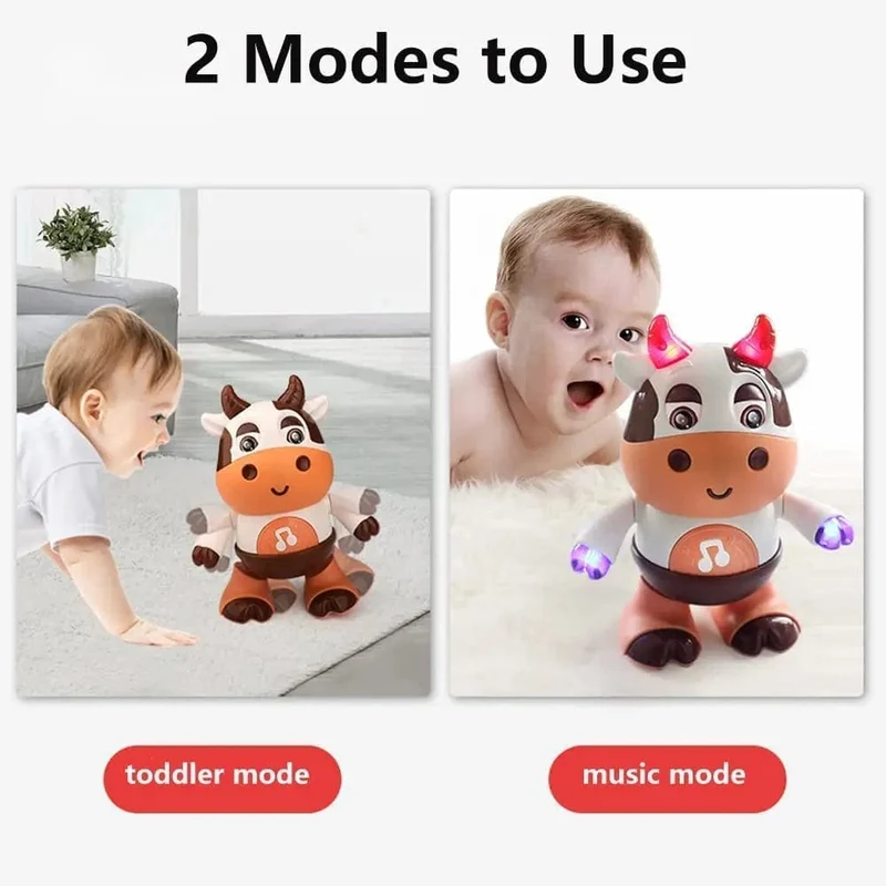 Tanzende Kuh, Musikspielzeug, bewegliches Baby-Kuh-Spielzeug mit Musik und LED-Lichtern, Baby-Spielzeug, 6 bis 12 Monate, Lernspielzeug für Kinder